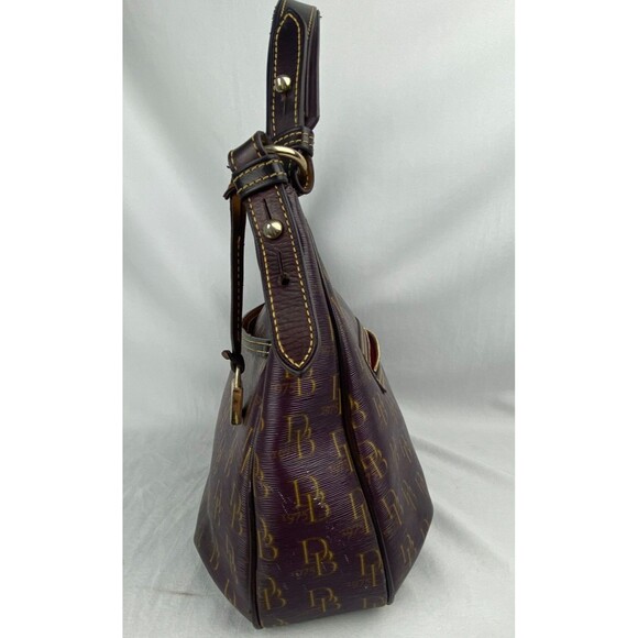 VTG Dooney Bourke Purple Monogram East West Collins Zipper Hobo Handbag J1611778 - Picture 5 of 16